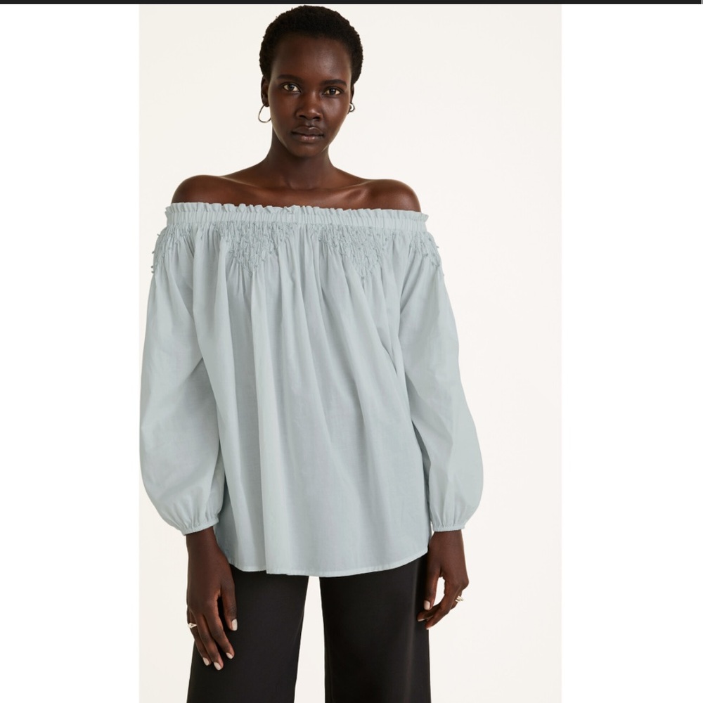 Merlette Women's Sea Mist Blouse off the shoulder